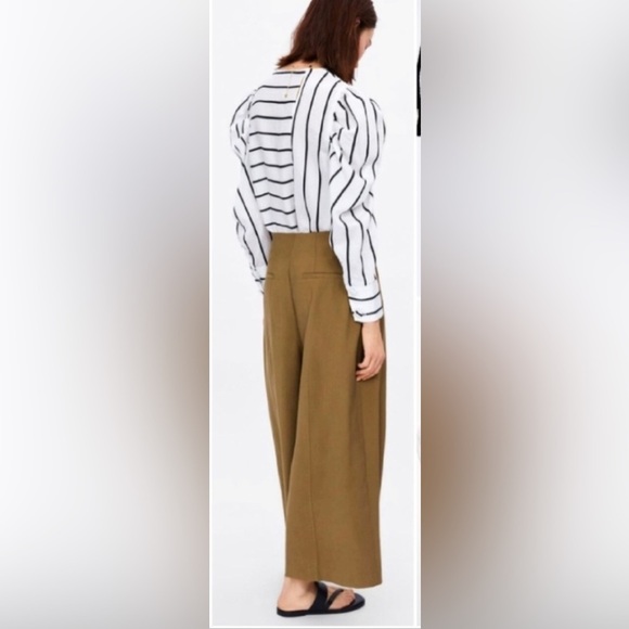 Nwt Zara Black White Stripe Long Puff Sleeve Top SZ S - Picture 3 of 11